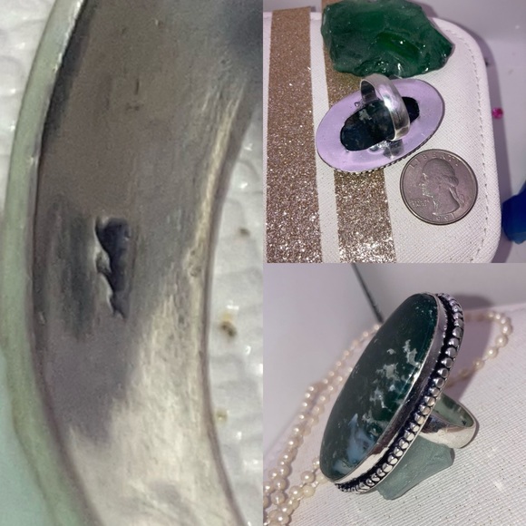 Indian Moss Agate Gemstone Huge Handmade Ring - Picture 2 of 7